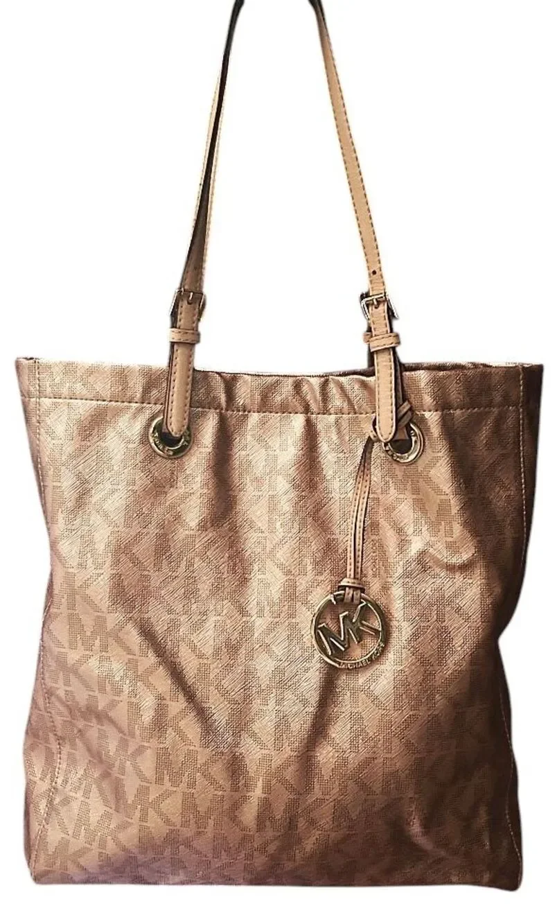 Michael Kors Signature Jet Set North South Rose Gold Large Tote